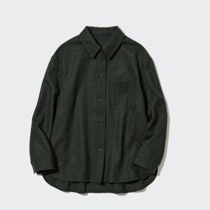 Uniqlo Brushed Jersey Shirt Jacket — Dark Green, Size Small, Like New